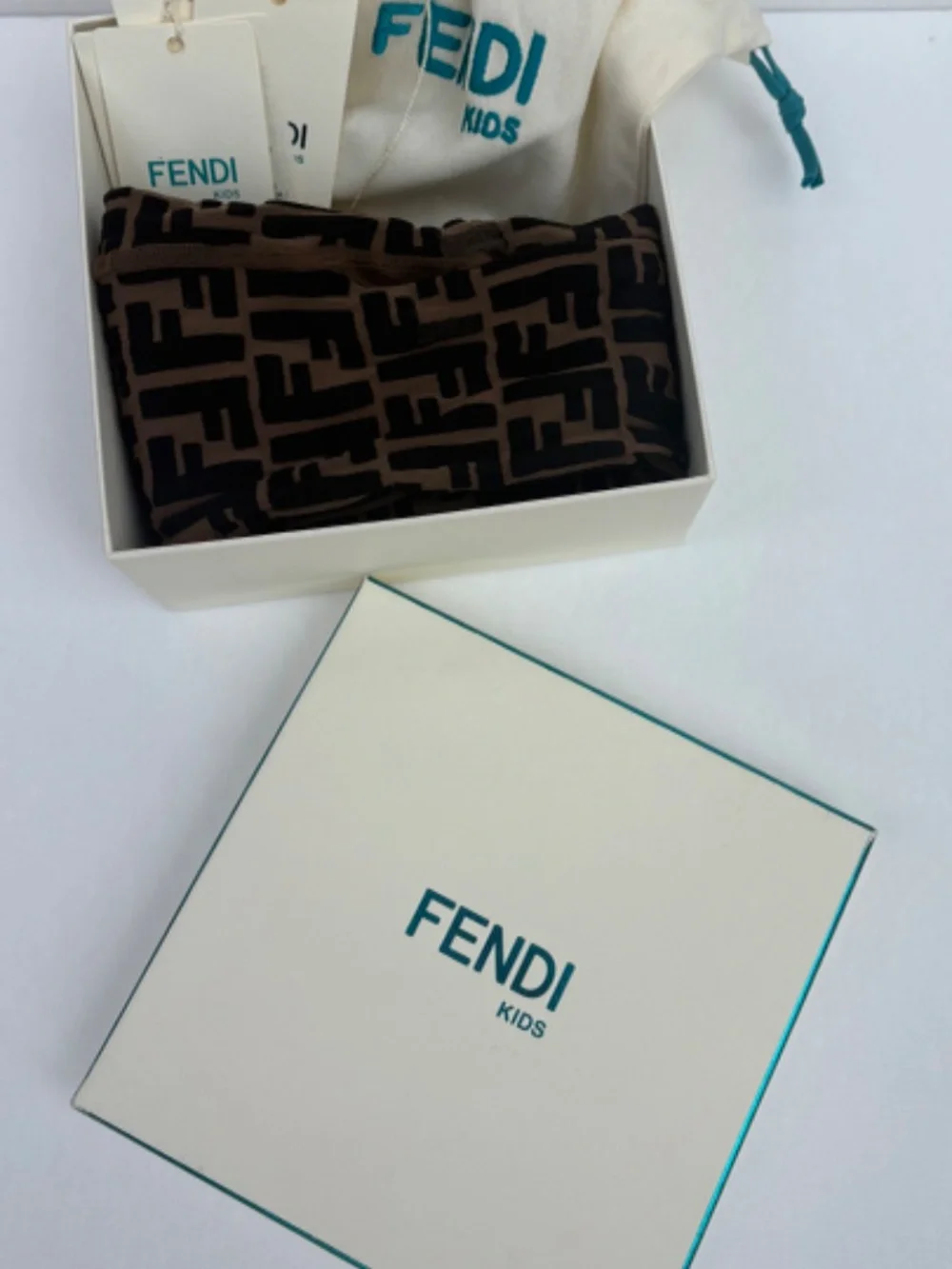 Authentic Fendi Kids FF Logo Monogram Tights Size II New Unworn